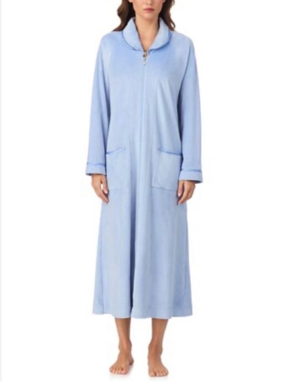 Eileen West Lux Velour Long Gown Robe Full Zip Sleepwear Women Large XL